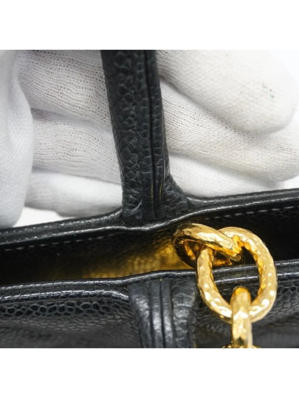 Chanel Tote Reissue Caviar Leather Black Gold